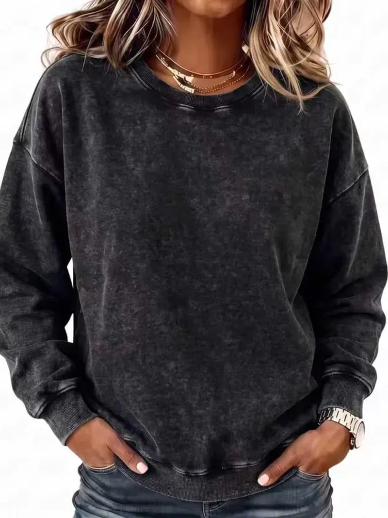 Vintage Washed Crewneck Drop Shoulder Long Sleeve Sweatshirt