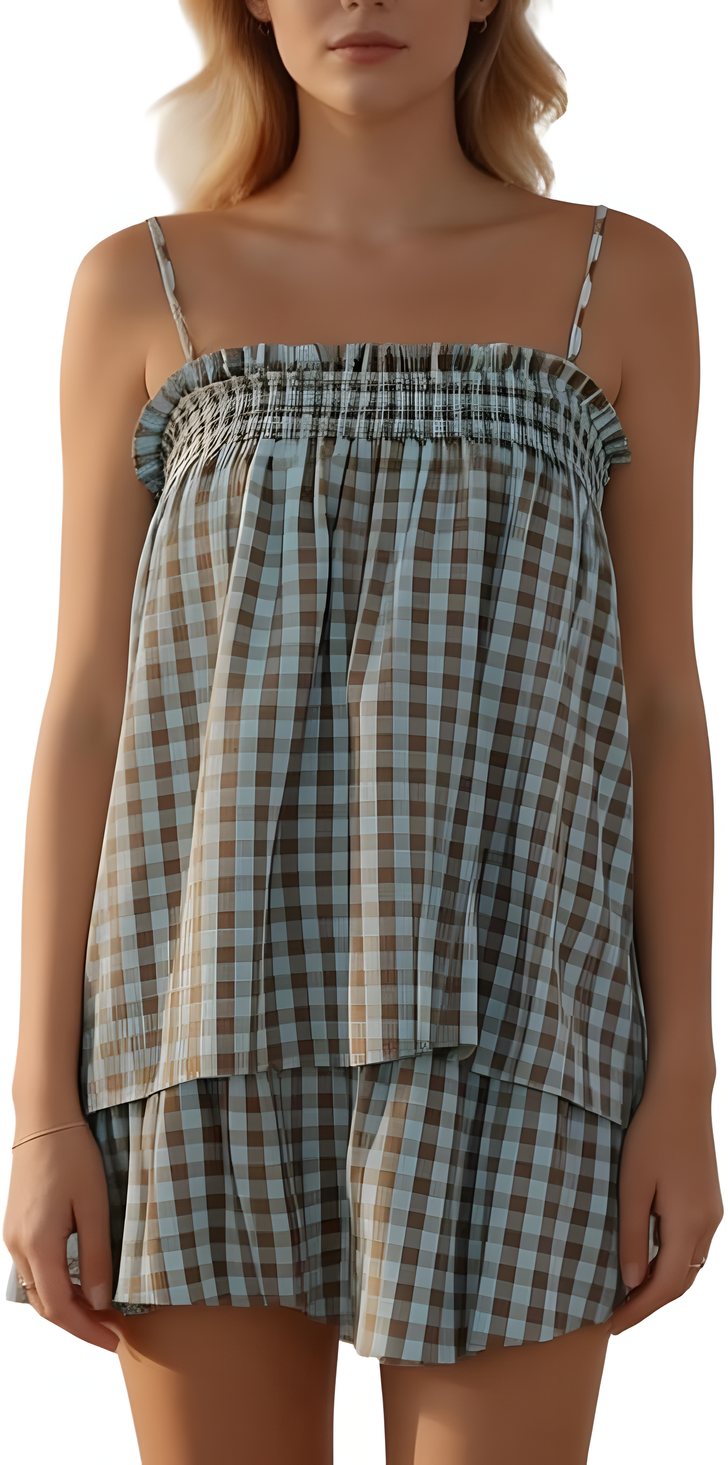 🥰Women's Sleeveless Plaid Cami Tank Tops Wide Leg Shorts Sets