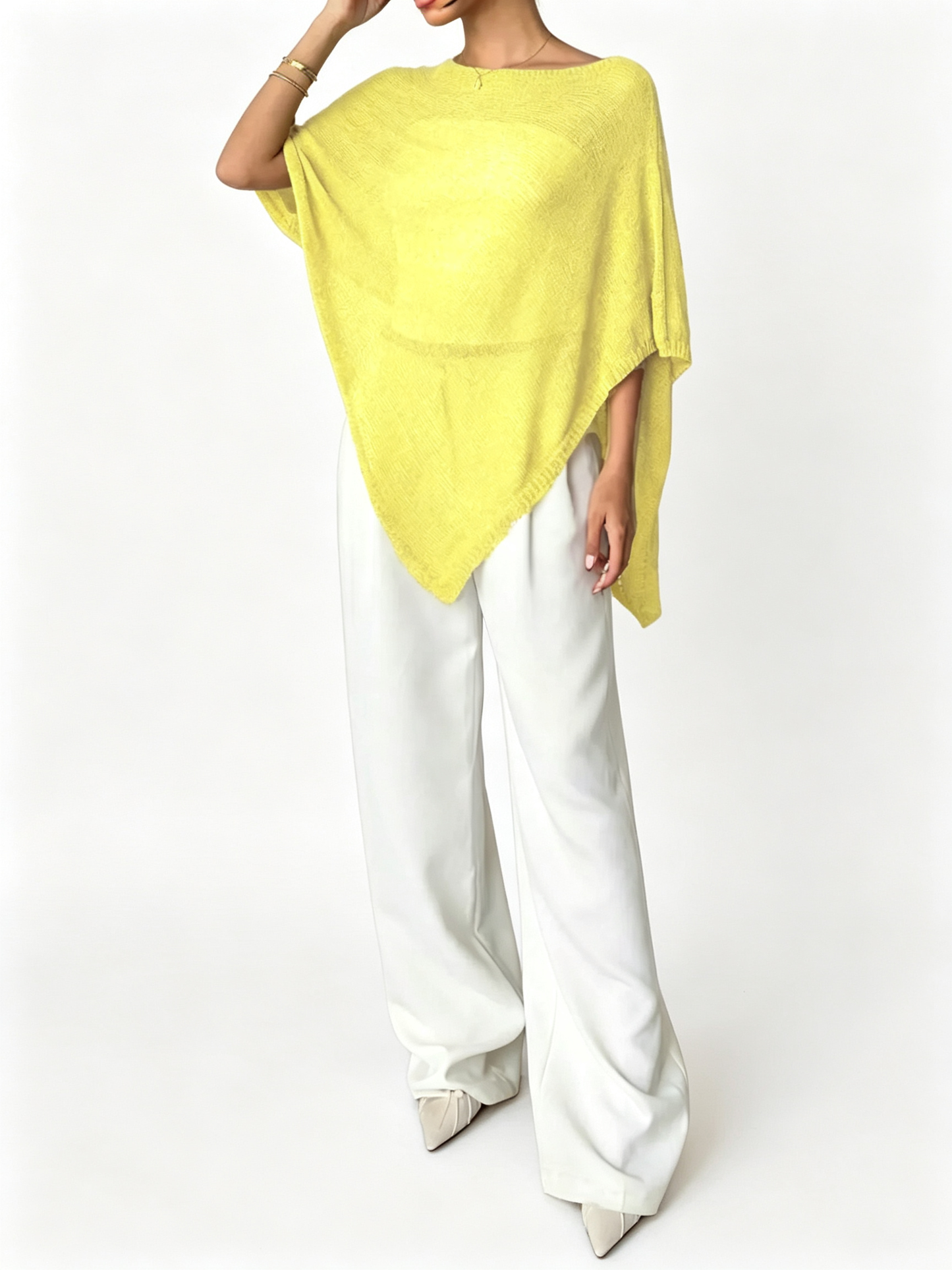 Women Multi-Wear Unique Irregular Hem Knit Shawl Pullover All Match Casual Tops