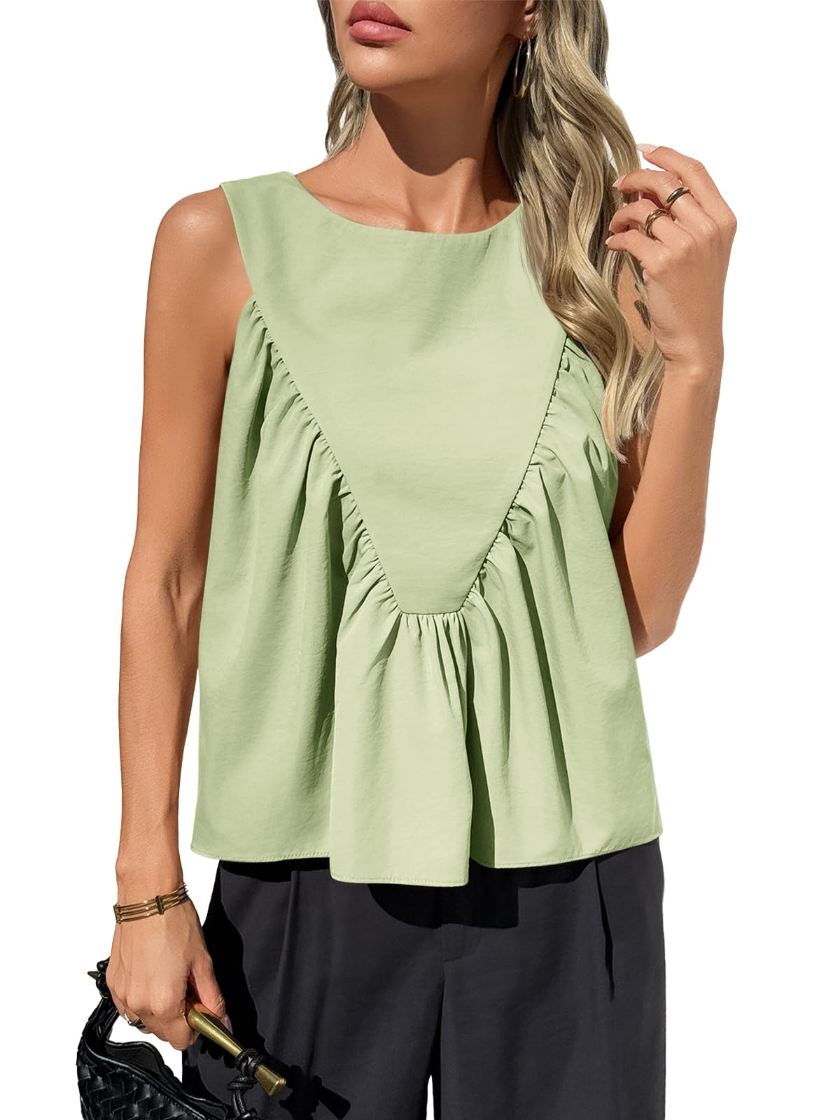✨Womens Peplum Babydoll Tank Tops Summer Sleeveless Loose T Shirts