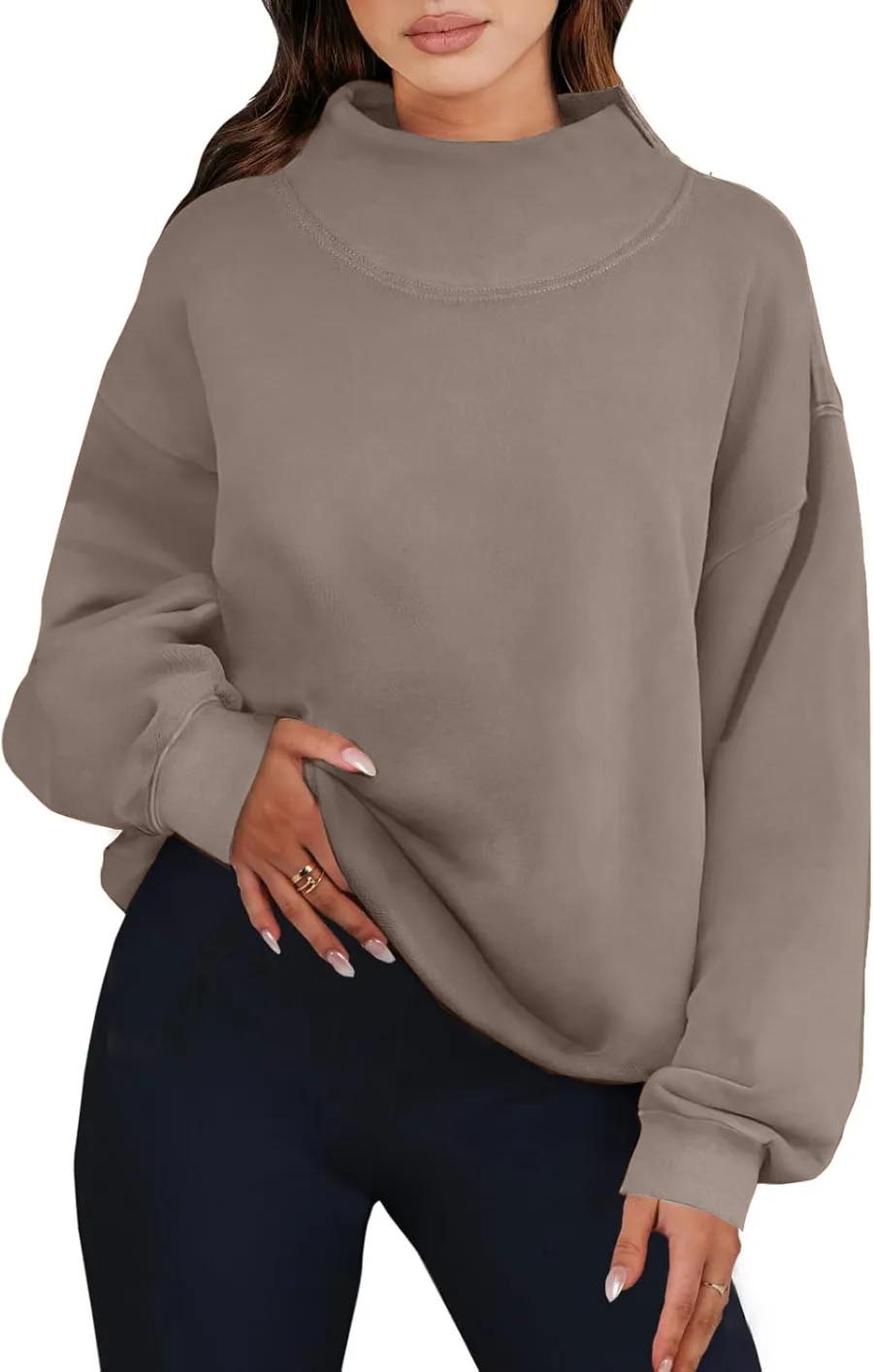 Womens Oversized Sweatshirts Turtleneck Pullover Long Sleeve Hoodies Tops
