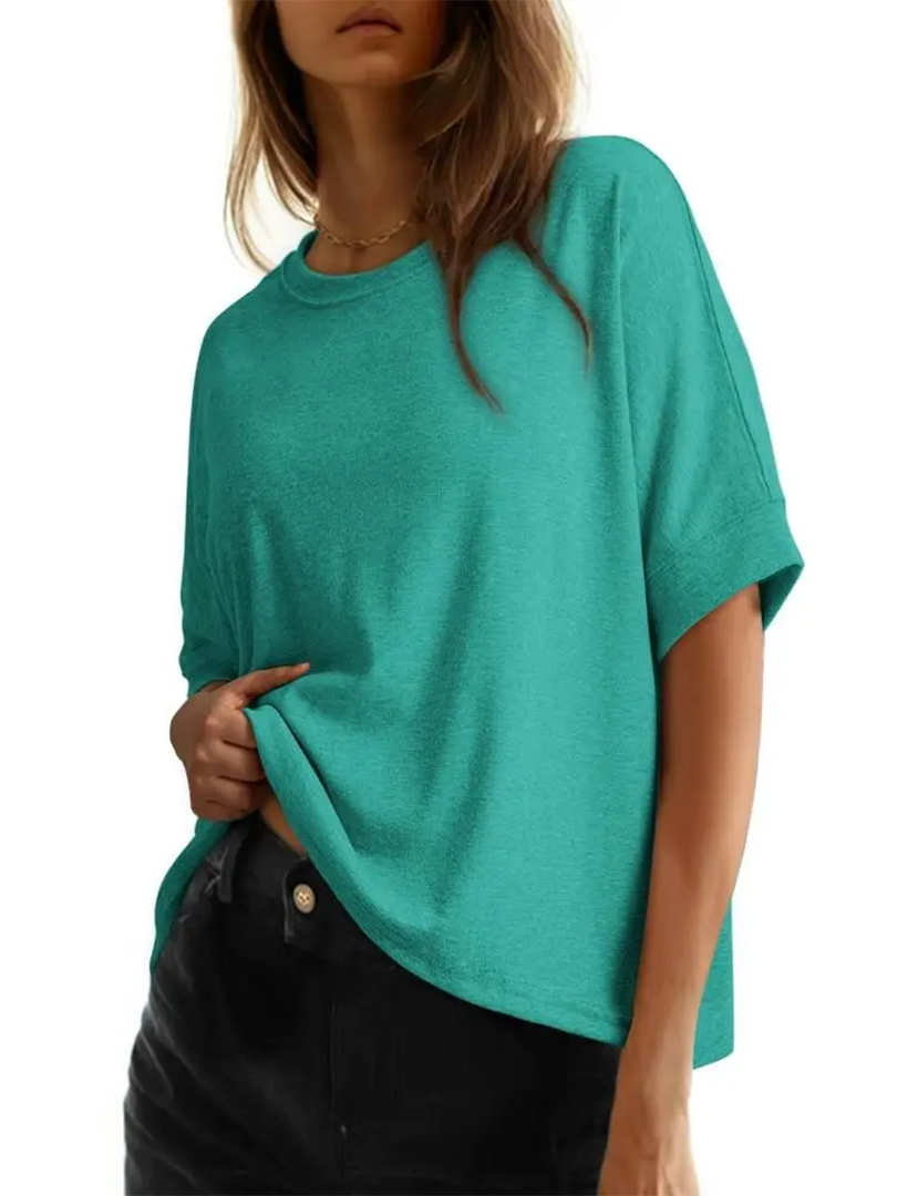 Oversized Crew Neck Loose Basic Short Sleeve Casual Daily Tee