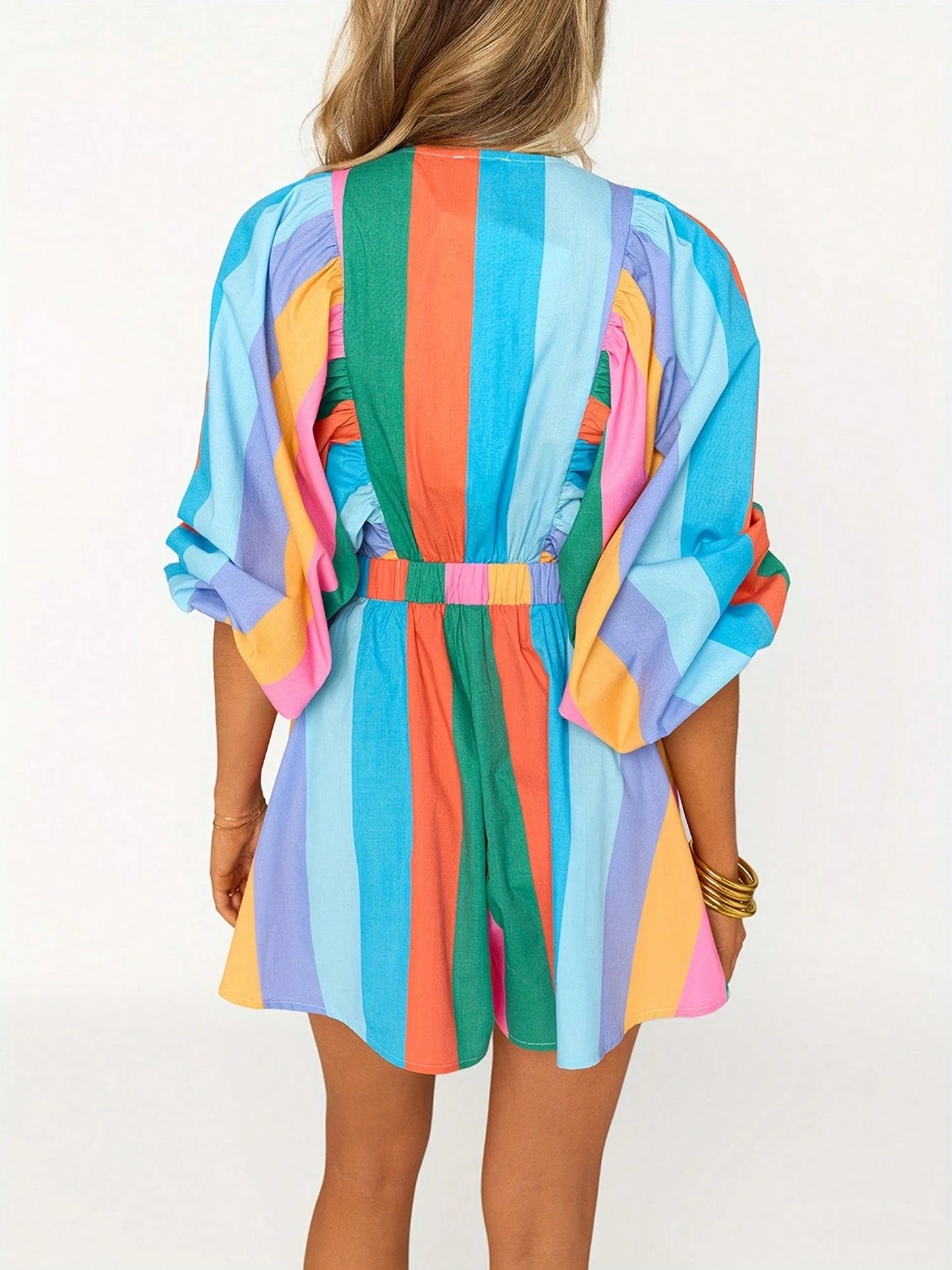 ✨Women's Casual Deep V Neck Puff Sleeve Jumpsuit Oversized Overalls