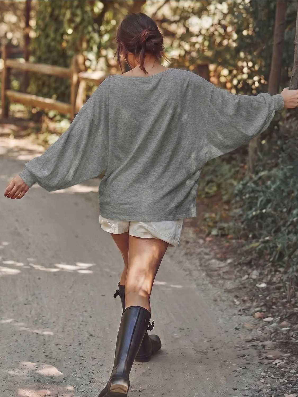 Women's Oversized Batwing Off Shoulder Tunic Tops