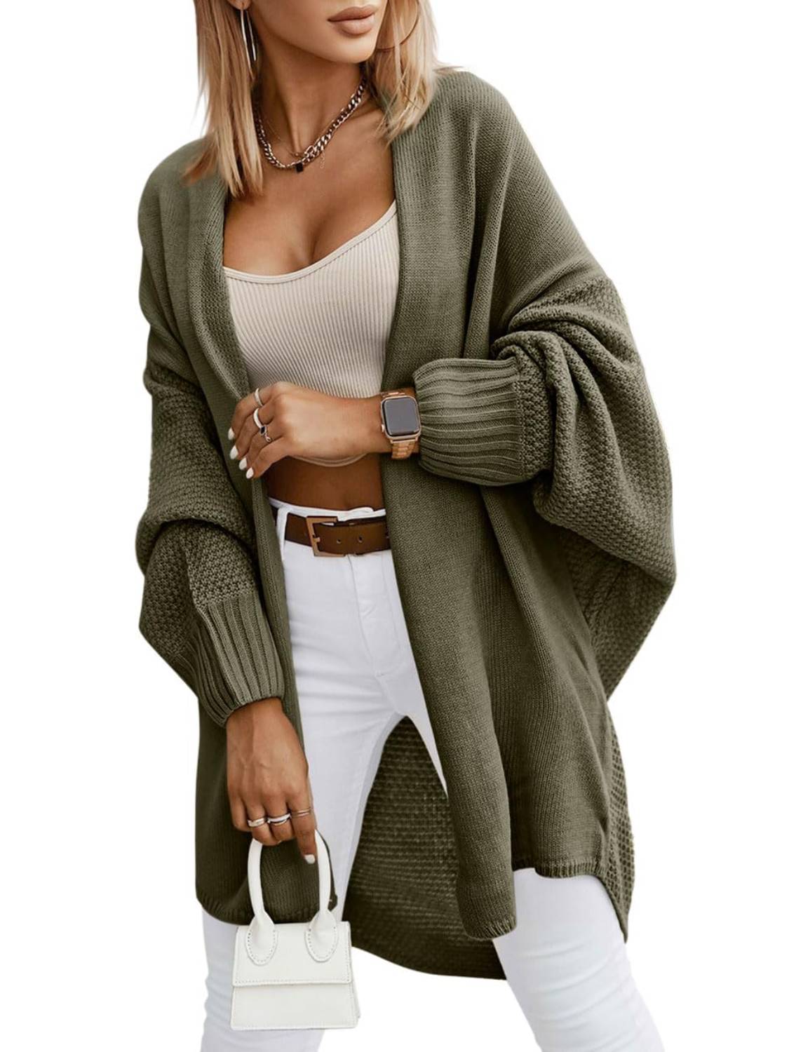 Women Oversized Long Open Front Cardigan Sweaters