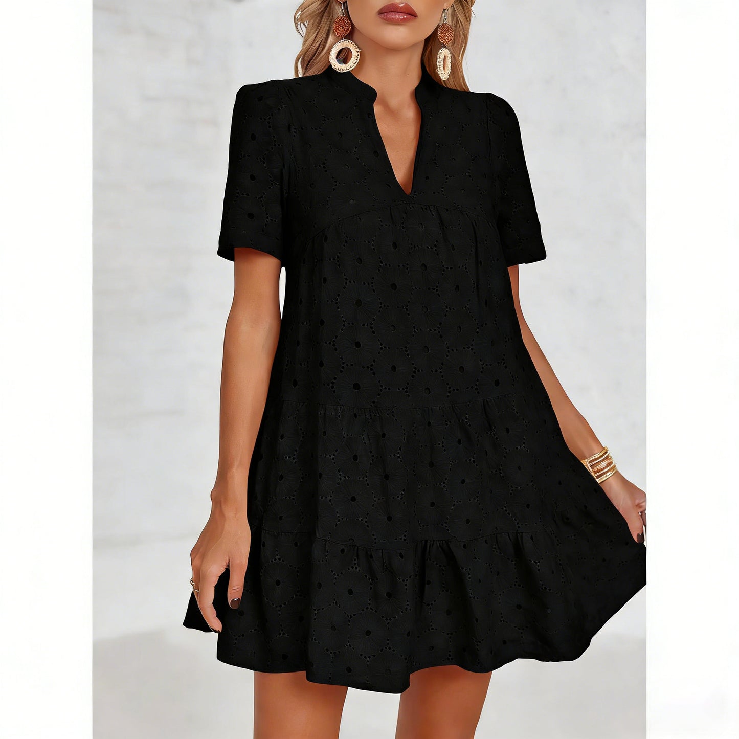 Women’s Summer Lace Dresses Eyelet Casual Flowy Babydoll Swing