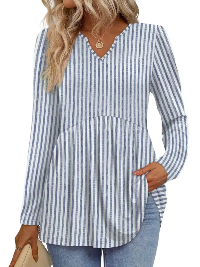 Women V Neck Babydoll Peplum Tunic Blouse