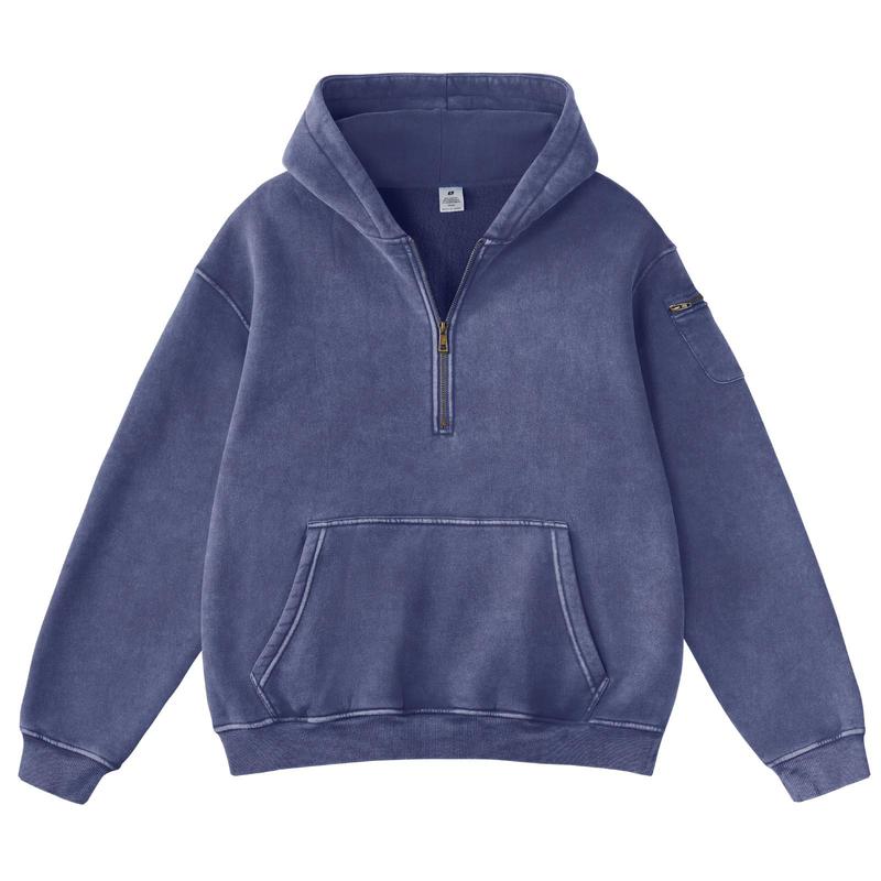 Vintage Half‑Zip Pocket Hoodie