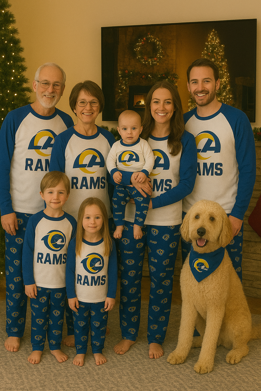 Los Angles Rams Family Holiday Pajamas Set