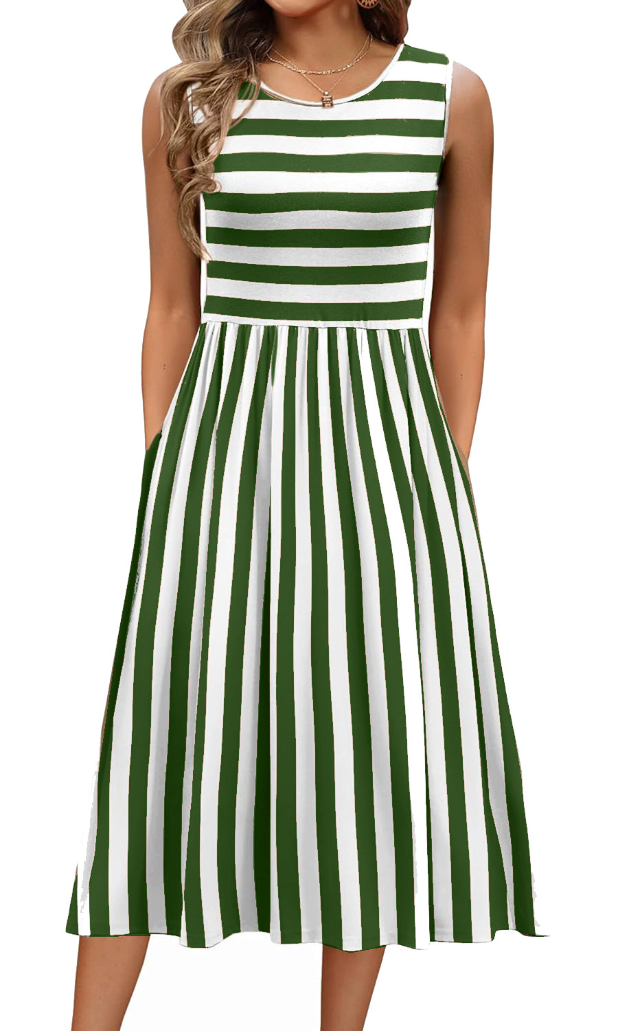 ✨Women's Summer Striped Tank Midi Dress with Pockets