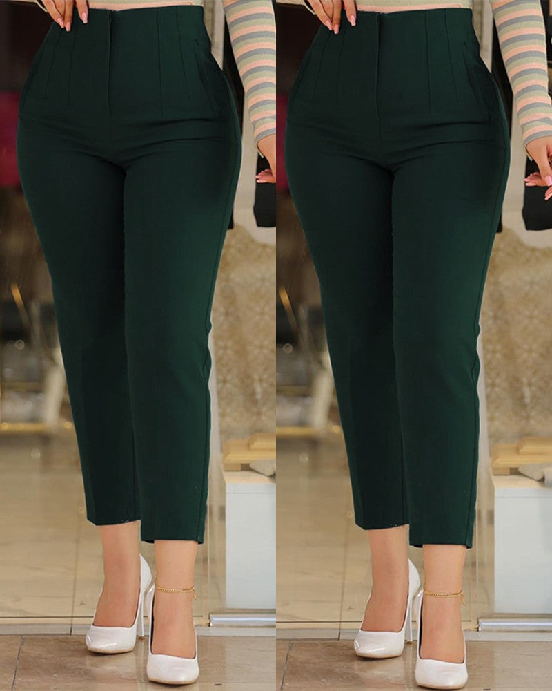 High Waist Cropped Work Pants