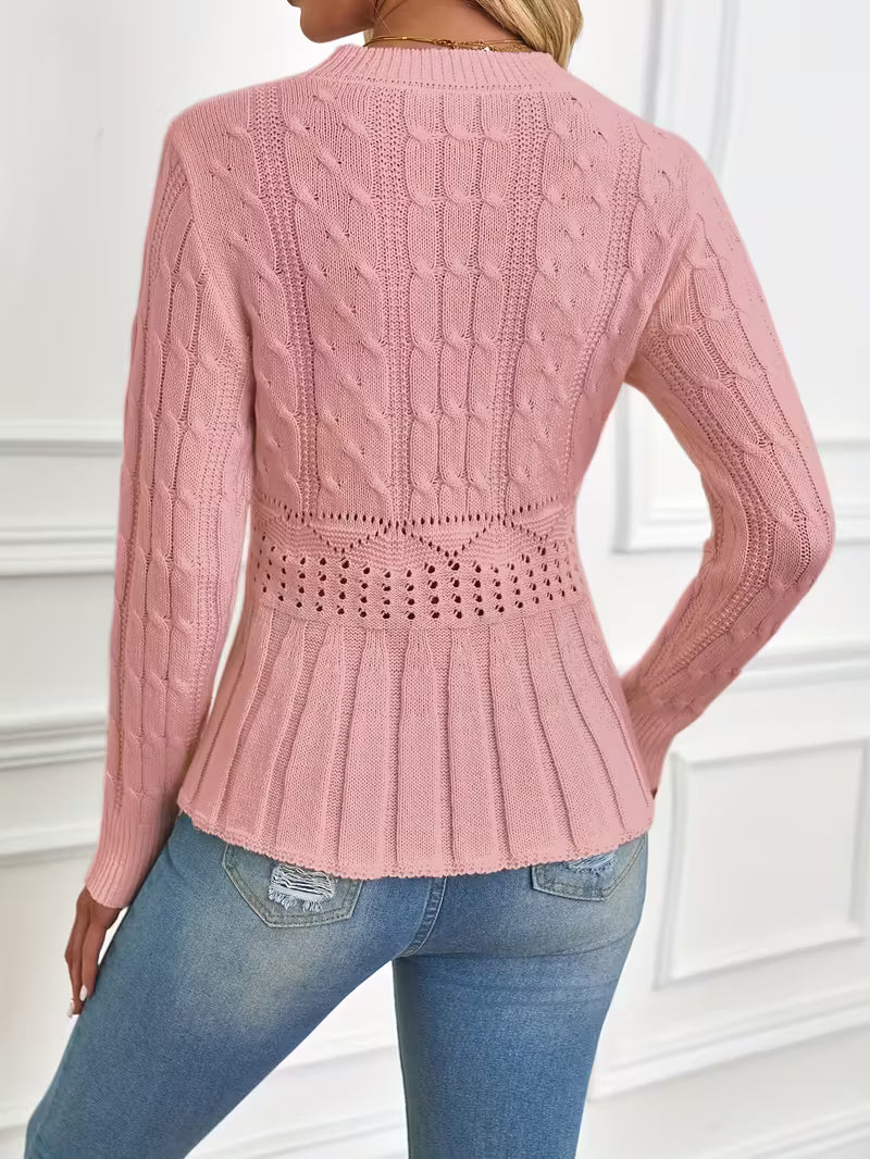 ✨Women's Chunky Knit Crew Neck Long Sleeve Knit Top