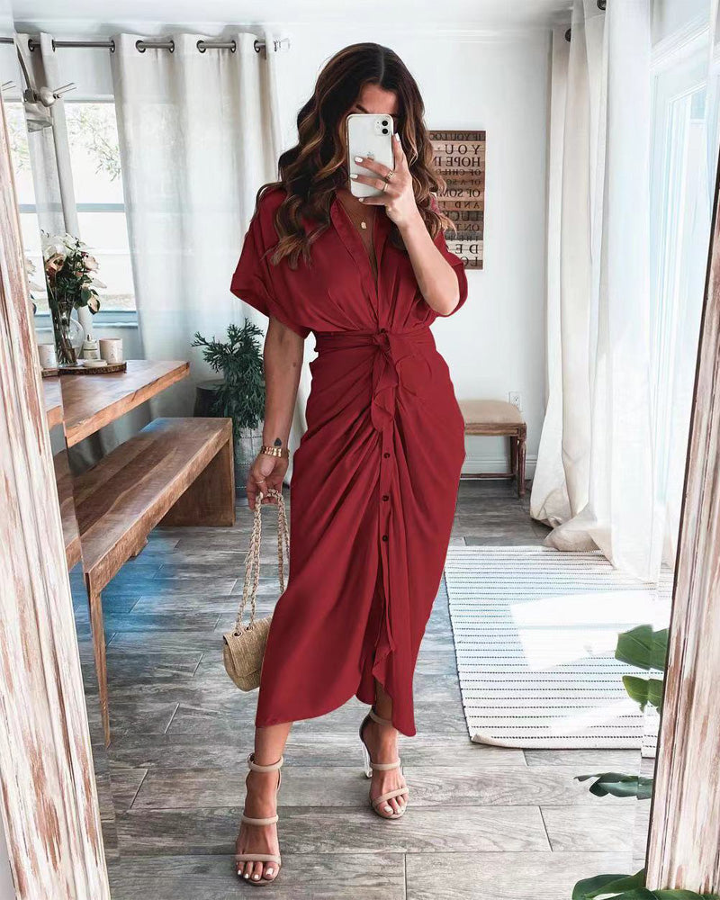 Women's Satin Shirt Dress