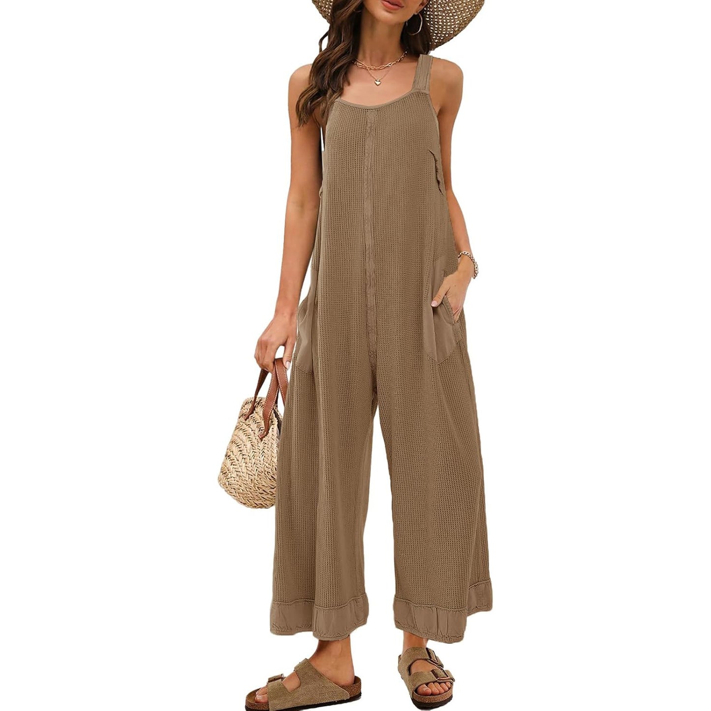 Women's Waffle Backless Jumpsuit (Buy 2 Free Shipping)