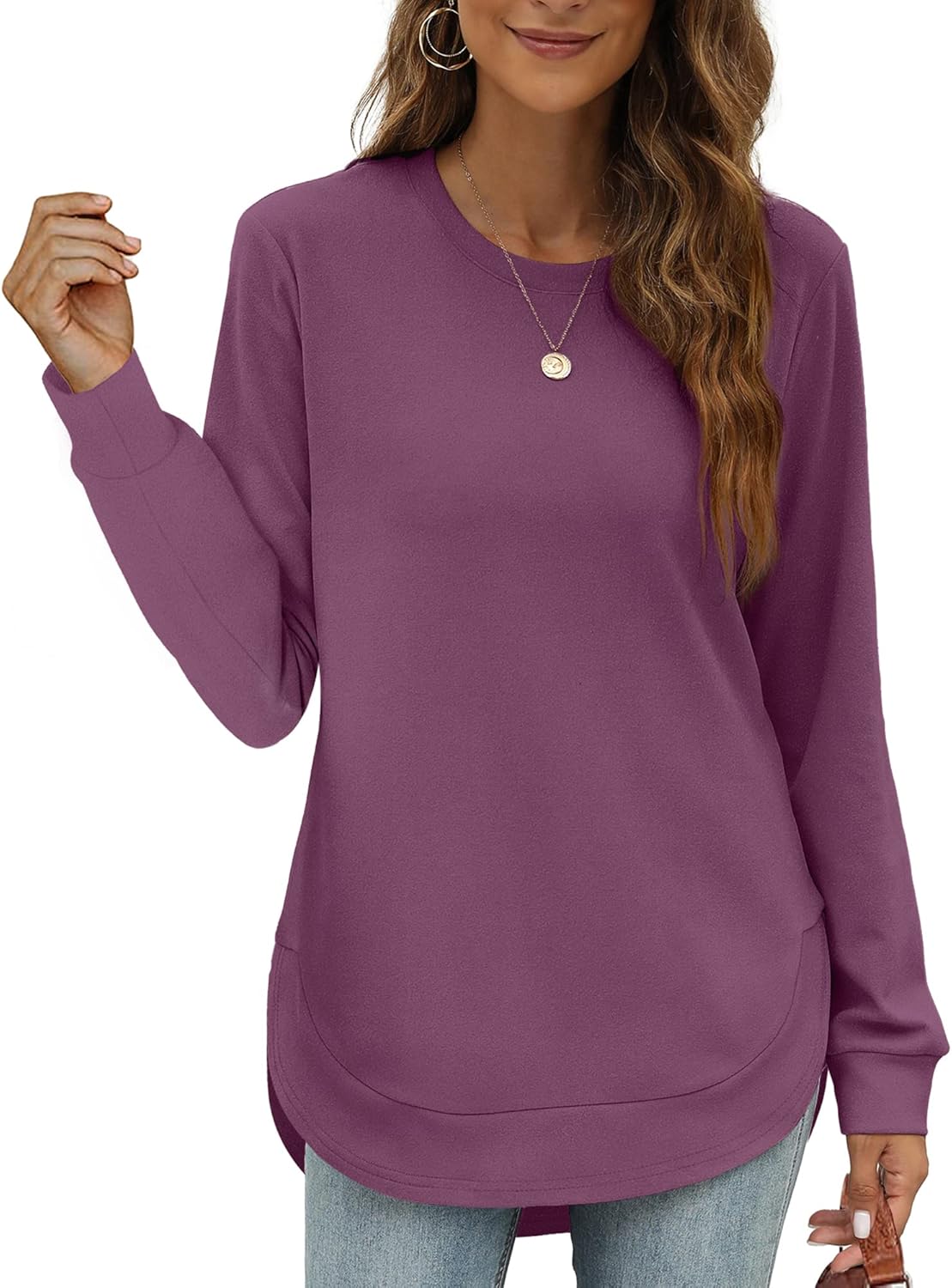 Women's Sweatshirt Crewneck Curved Hem(Buy 2 Free Shipping)