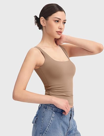 ⏰HOT SALE Women's Square Neck Tank Sleeveless Double Lined Basic Top (BUY 2 FREE SHIPPING)