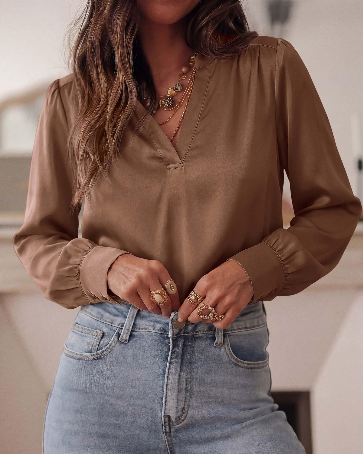 Women Dressy Casual Work Fall Long Sleeve Shirts