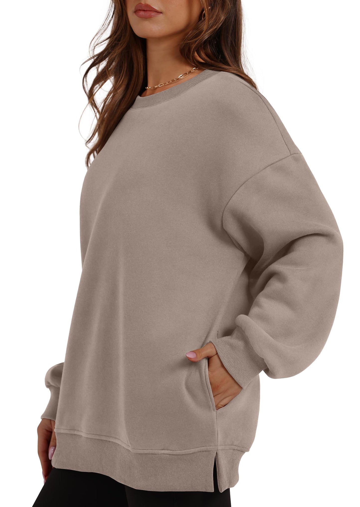 Women's Oversized Fleece Pullover with Hidden Pockets