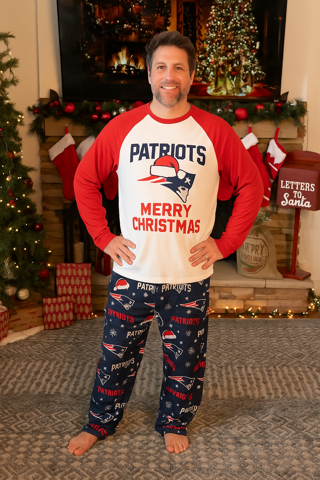 New England Patriots Family Holiday Pajamas Set