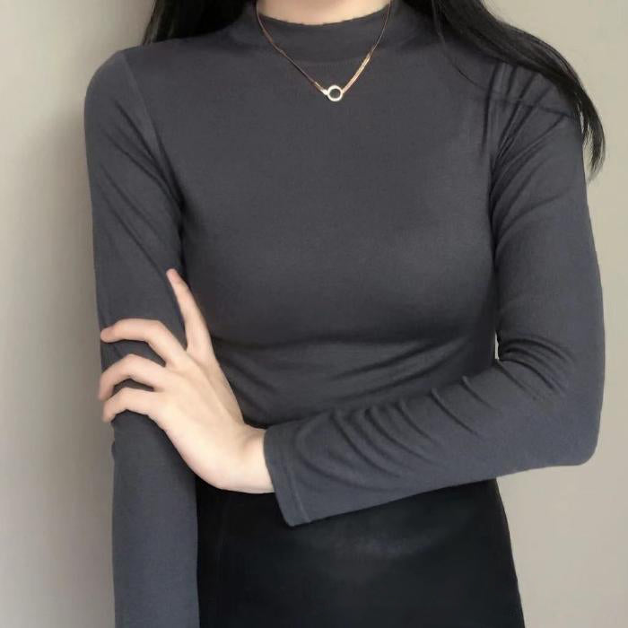 Off-Season Special Promotion 50% OFF 🔥Women's Mock Neck Turtleneck Shirt Long Sleeve Tee Tops