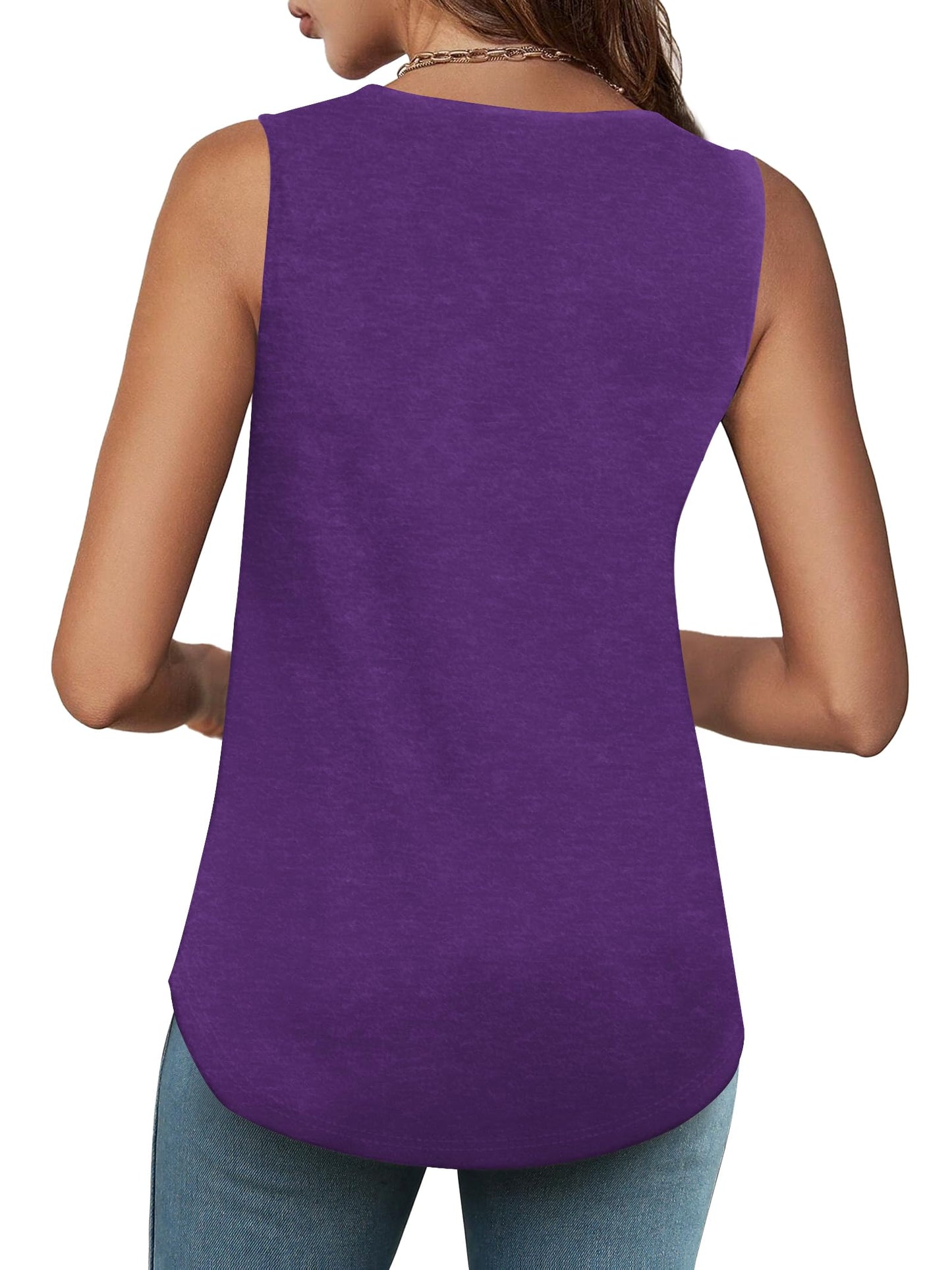 ⏰Hot Sale-Womens Shirts Casual Square Neck Sleeveless Tunic Tops