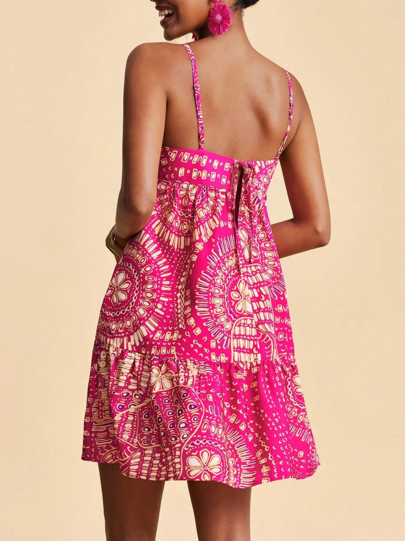 Women's Chic Floral Print Spaghetti Straps Bohemian Style Sundress