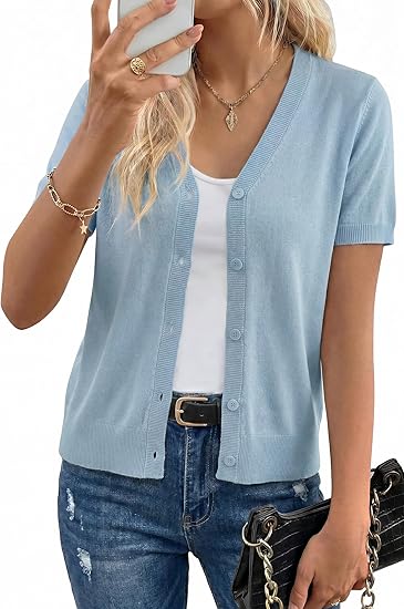 Hot Sale-Women's Short Sleeve Wool Blend Cardigan