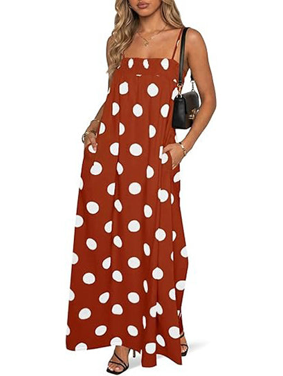 ⏰Hot Sale-Women's Casual Spaghetti Maxi Dress with Pockets