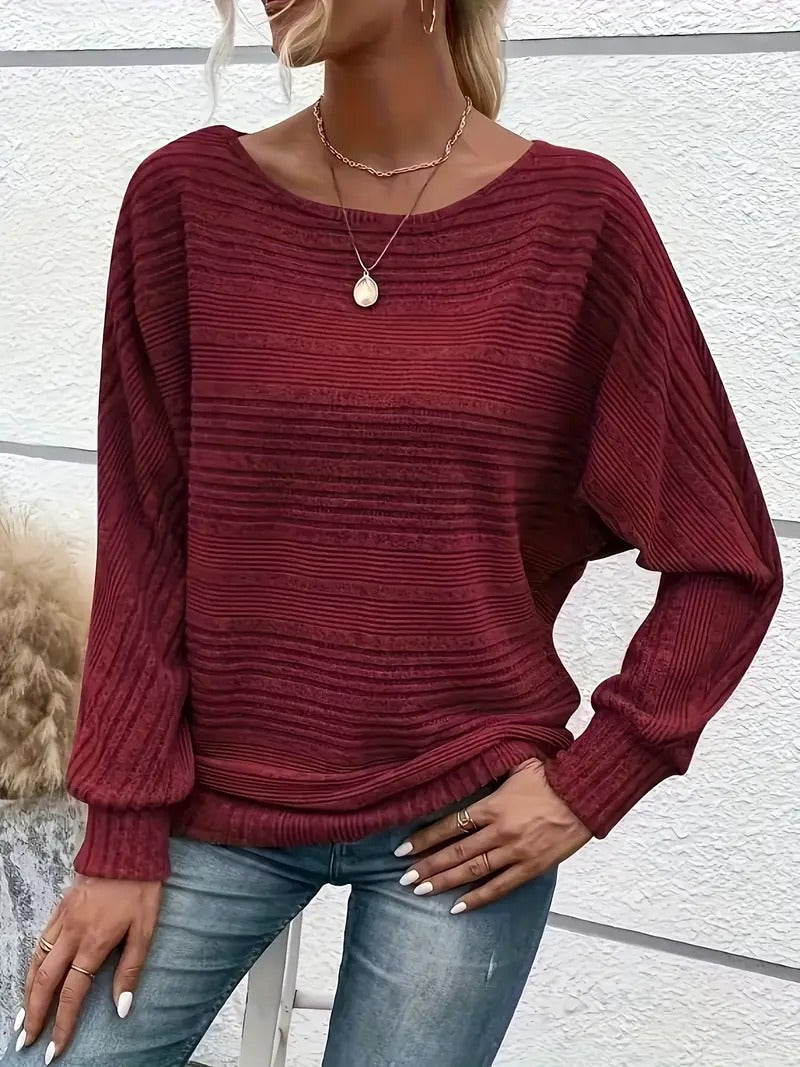 ✨Women's Soft Solid Batwing Sleeve Pullover Long Sleeve Top