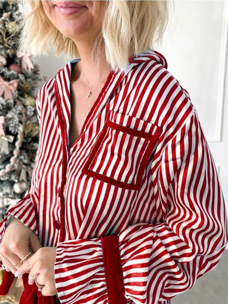 Women's Christmas Striped Pajama Set