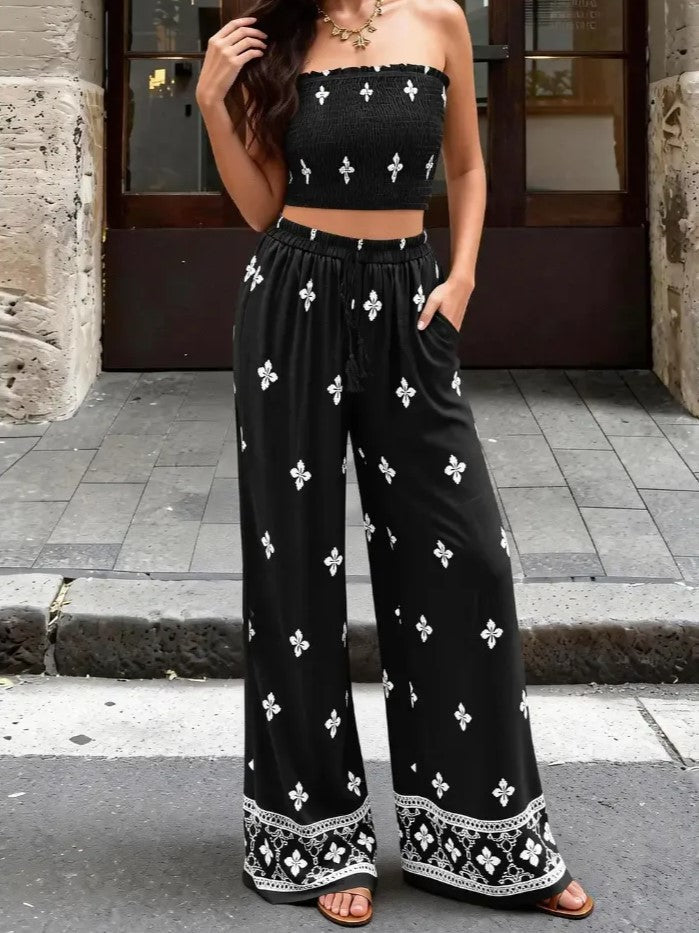Bohemian Vacation Strapless Tube Top Matching Set