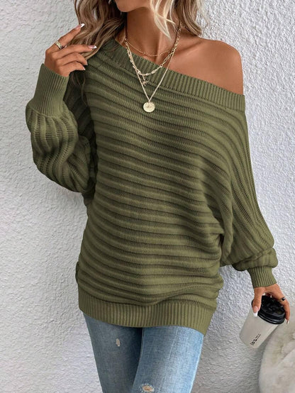 Limited time sale🔥Women's Bat Sleeve Off-shoulder Sweater Casual Knit Top
