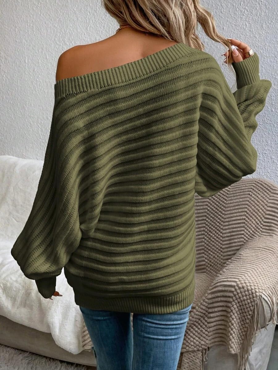 Limited time sale🔥Women's Bat Sleeve Off-shoulder Sweater Casual Knit Top