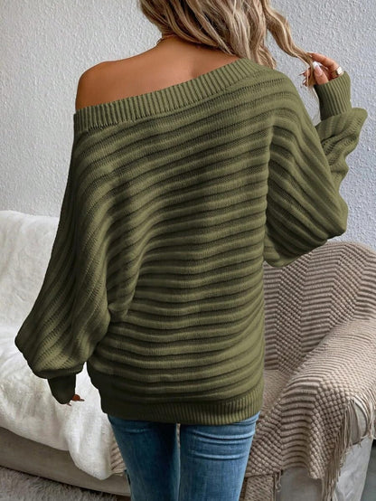 Limited time sale🔥Women's Bat Sleeve Off-shoulder Sweater Casual Knit Top