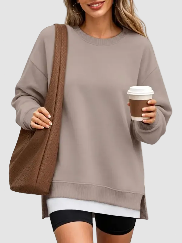 Fall Casual Long Sleeve Side Slit Tunic Top
