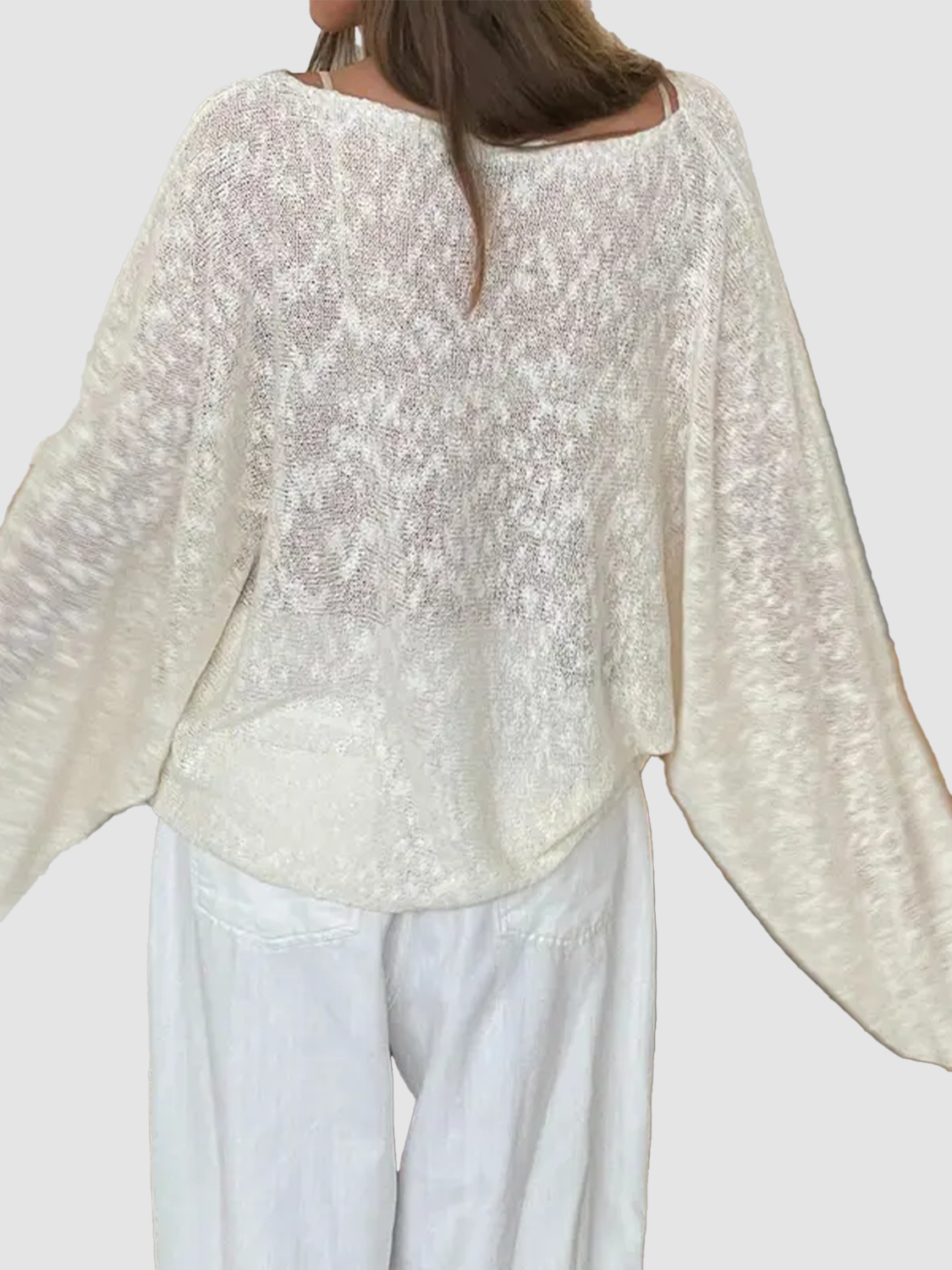 Loose Knit Cardigan for Women, Solid Boat Neck, Hook-and-Eye Closure Long Sleeve Top