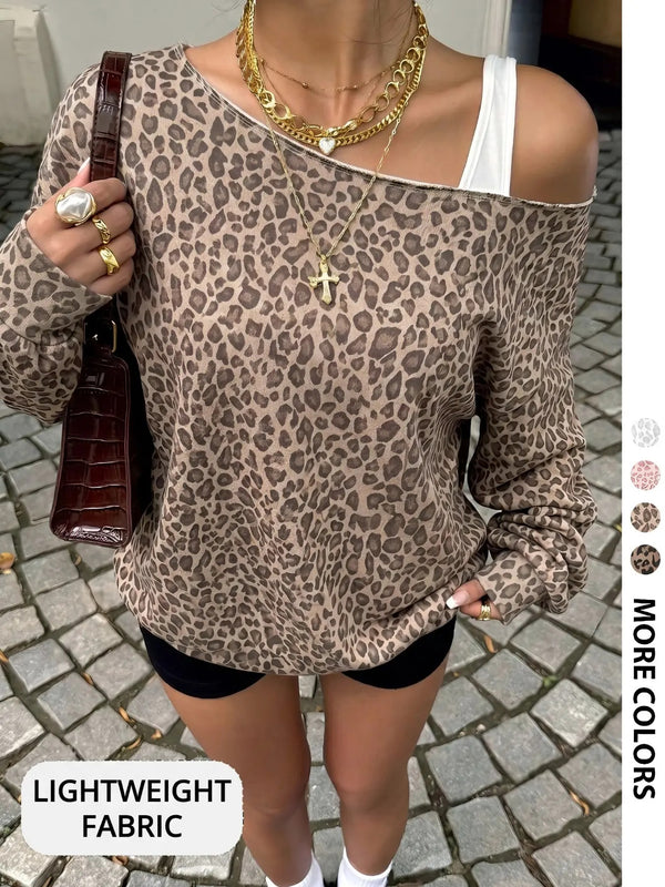 Women Off‑Shoulder Oversized Long Sleeve Sweatshirt