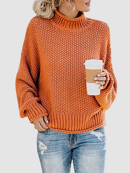 Oversized Turtleneck Batwing Sleeve Pullover Top