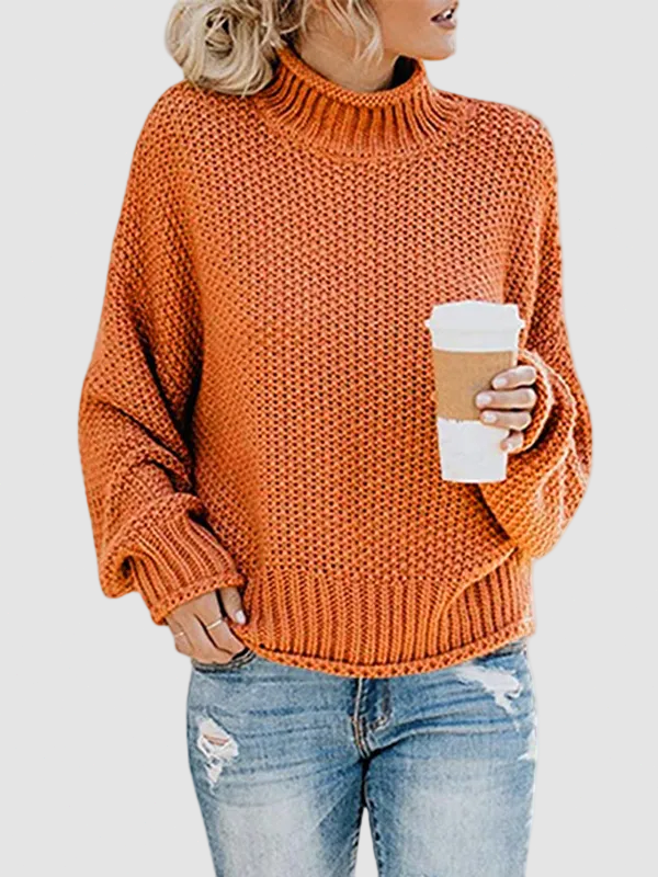 Oversized Turtleneck Batwing Sleeve Pullover Top