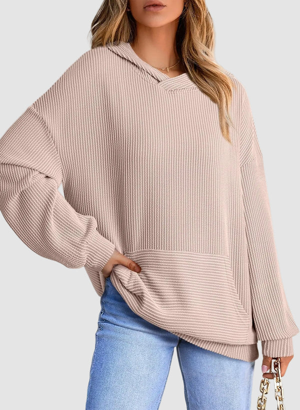 🎀Women’s Solid Ribbed Knit Oversized Hoodie