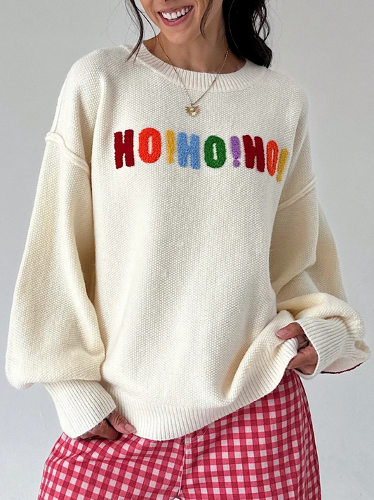 🎀Christmas Color Letter Graphic Oversized Crewneck Top For Women