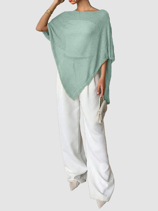 Women Multi-Wear Unique Irregular Hem Knit Shawl Pullover All Match Casual Tops