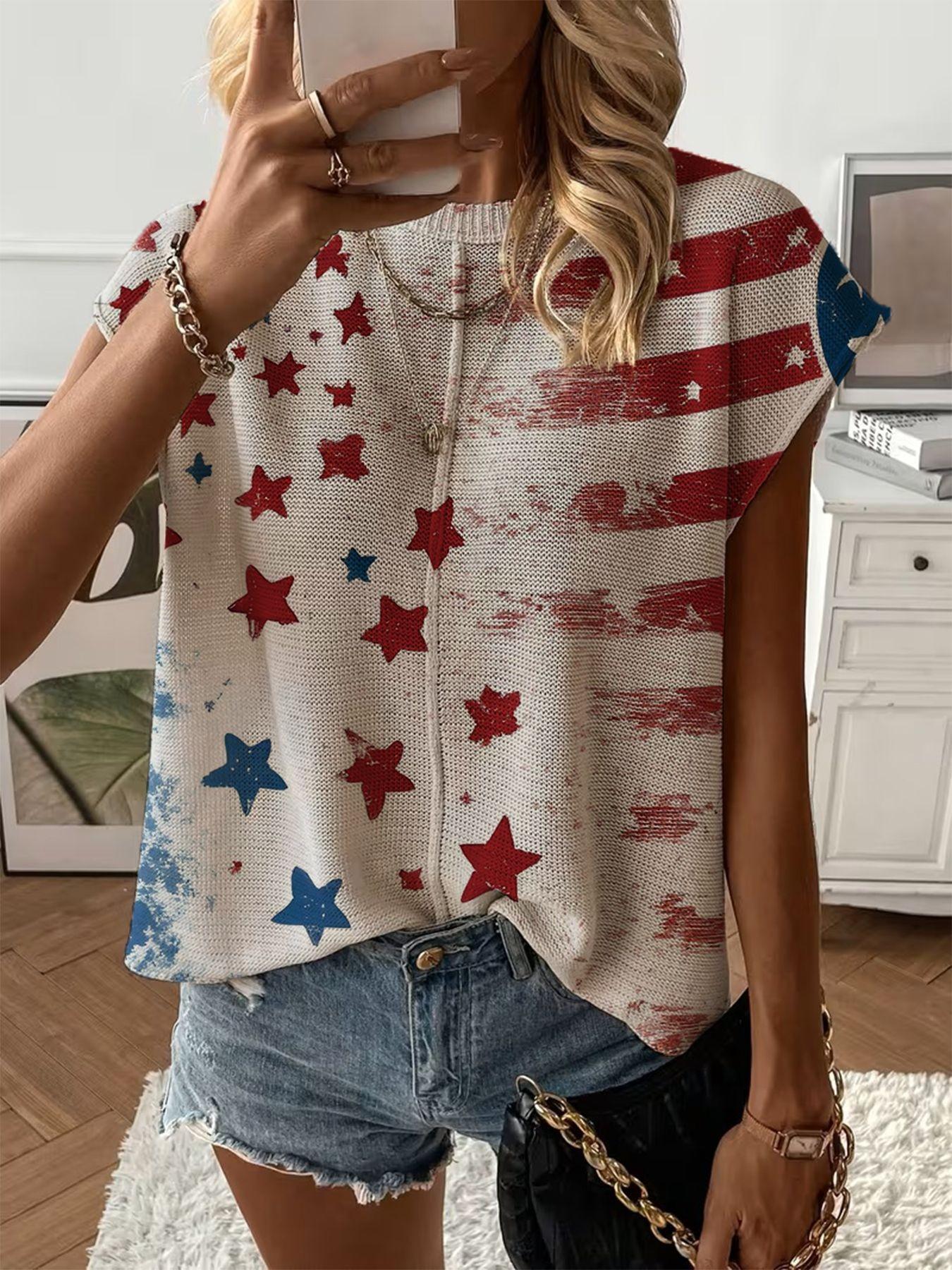 Women's  Print Drop-Shoulder Knit Top