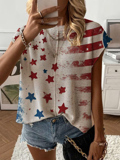 Women's  Print Drop-Shoulder Knit Top