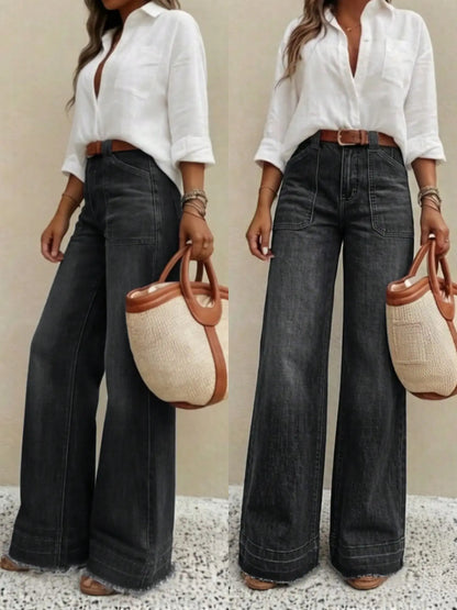 Women's Vintage High Waist Stretch Wide Leg Jeans