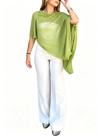 Women Multi-Wear Unique Irregular Hem Knit Shawl Pullover All Match Casual Tops