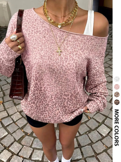 Women Off‑Shoulder Oversized Long Sleeve Sweatshirt