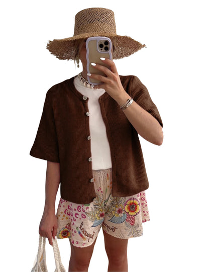 ⏰Hot Sale-Women's Ribbed Knit Button Down Cardigan Lightweight Sweater Top