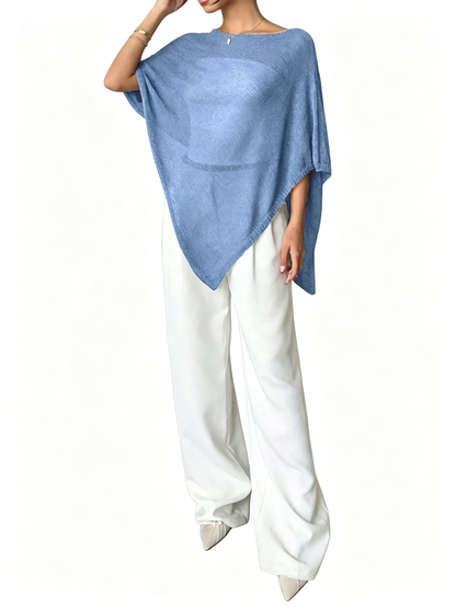 Women Multi-Wear Unique Irregular Hem Knit Shawl Pullover All Match Casual Tops