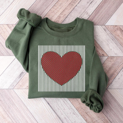 ✨Retro Valentines Heart Stripe Print Sweatshirt